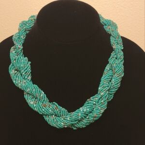 Twisted Turquoise Beaded Necklace